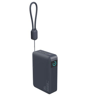 Portable Power Bank with Detachable USB-C Cable
