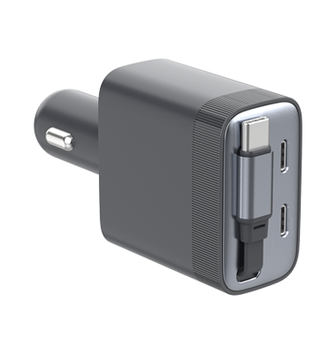 65W 3C Retractable Smart Tag Car Charger